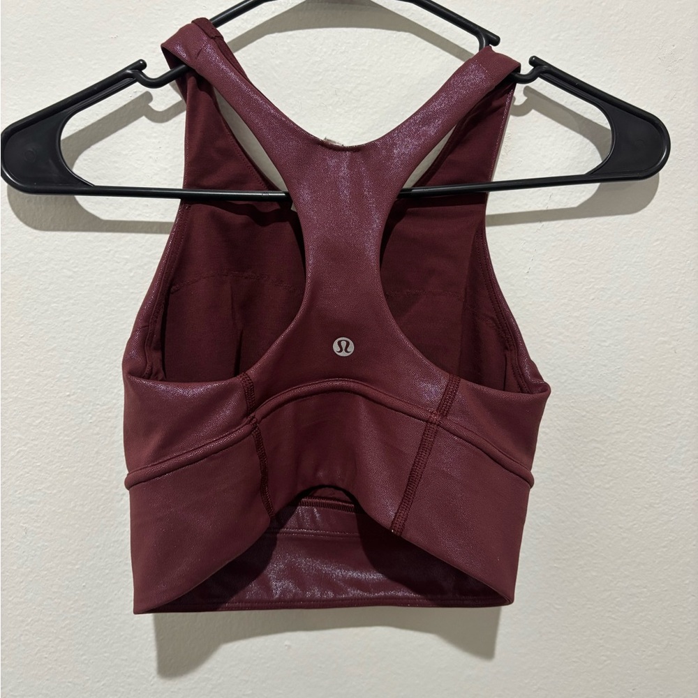 Lululemon burgundy/magenta foil sports bra size 4 - Picture 2 of 3